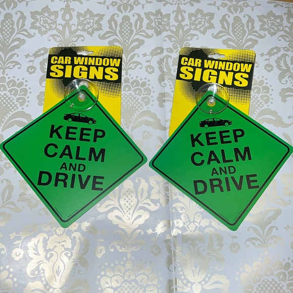 New Set of 2 “Keep Calm And Drive” Car Window Signs - Picture 1 of 4